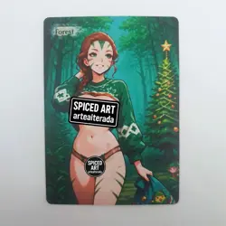 MTG Altered Art Card - Gift Time Anime Girl Spiced Forest Magic the Gathering - Image 1