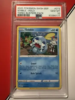 2020 Pokemon SWSH BLACK STAR PROMO THREE BLISTERS PACK #073 SOBBLE - HOLO PSA 10 - Image 1