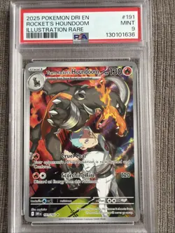 PSA 9 2025 Pokemon Destined Rivals Rocket's Houndoom 191/182 Illustration Rare - Image 1