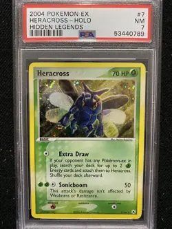 2004 Pokemon EX Hidden Legends Heracross Holo 7/101 PSA 7 NM - Image 1