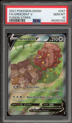 Pokemon Greedent V Fusion Strike Full Alt Art #257 PSA 10 Gem Mint - Image 1