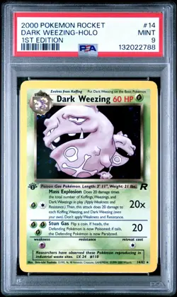 PSA 9 MINT | Pokemon TCG | Weezing | 1st Edition | Team Rocket 14/82 - Image 1