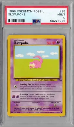 1999 Pokemon Fossil, #55, Slowpoke, PSA 9, Mint - Image 1