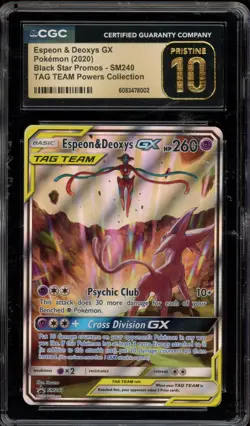 Pokemon Espeon & Deoxys Tag Team Powers Coll. FA Promo SM240 CGC 10 Pristine - Image 1
