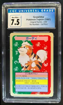 1997 Pokemon Topsun Japanese Growlithe Original Series 056 No Number 1st CGC 7.5 - Image 1