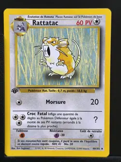 Rattatac 40/102 Edition 1 Ed 1 Set De Base Wizards Carte Pokemon FR - Image 2