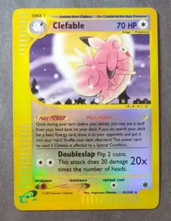 Rare, Reverse Holo Pokemon Expedition Set Clefable 41/165 (English) - Image 1