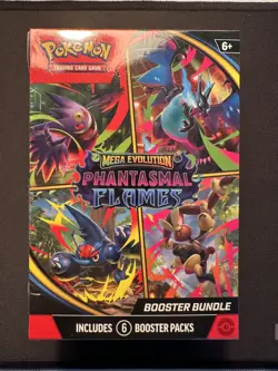 Pokemon Mega Evolution Phantasmal Flames Sealed Booster Bundle 6 Booster Packs - Image 1