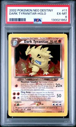 2002 POKEMON NEO DESTINY #11 DARK TYRANITAR-HOLO PSA 6 LOW POP US SELLER - Image 1