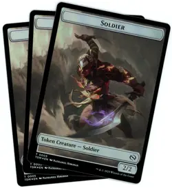 x3 Soldier (0004) / Soldier (0005) Double-Sided Token (Foil) - Tarkir - NM - Image 2