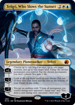 Near Mint x 1 Teferi, Who Slows the Sunset - Foil - Borderless Innistrad: Midnig - Image 1