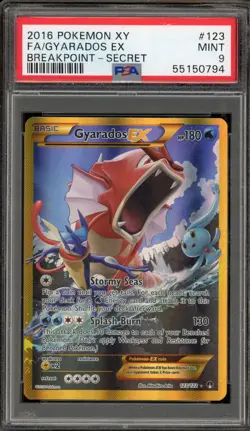 Pokemon Gyarados EX XY Breakpoint Secret Rare Full Art #123 PSA 9 Mint - Image 1