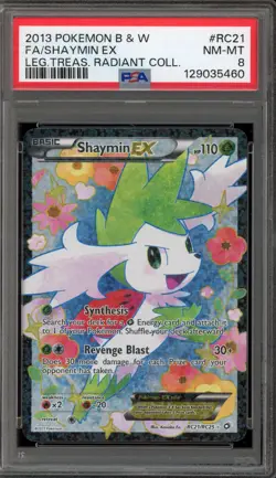Pokemon Shaymin EX Legendary Treasures Radiant Coll. Full Art #RC21 PSA 8 - Image 1