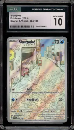 Pokemon Slowpoke Scarlet & Violet Illustration Rare #204 CGC 10 Gem Mint - Image 1