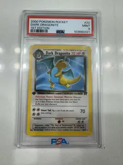 2000 POKEMON ROCKET 1ST ED #22 DARK DRAGONITE PSA 9 - Image 1