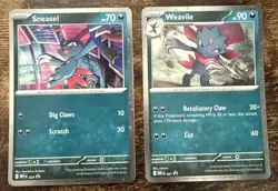 Sneasel 20 and Weavile 21 Cosmos Holo Promo Phantasmal Flames Pokemon TCG MINT - Image 1