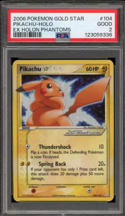 Pokemon Pikachu Gold Star EX Holon Phantoms Holo Ultra Rare #104 PSA 2 - Image 1