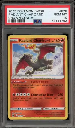 Pokemon Radiant Charizard Crown Zenith Holo Rare #020 PSA 10 Gem Mint - Image 1