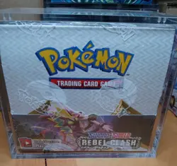 Pokemon TCG Sword & Shield Rebel Clash Booster Box 36 Packs SEALED Acrylic case - Image 1