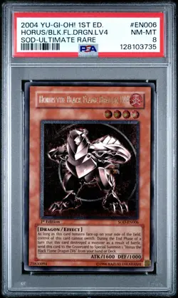 PSA 8 Horus the Black Flame Dragon LV4 SOD-EN034 Ultimate Rare 1st Ed Yugioh - Image 1