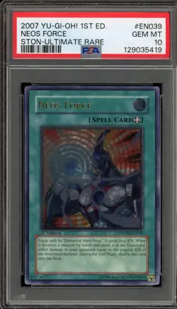 Yu-Gi-Oh! Neos Force 1st Edition Ultimate Rare STON-EN039 PSA 10 Gem Mint - Image 1