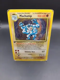Pokemon TCG Machamp Holo Card Base Set 1st Edition 8/102 HP - Image 1