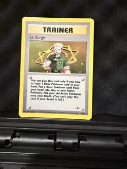 Pokemon TCG Lt. Surge Trainer Holo Card 017/132 Gym Heroes Series - Image 1