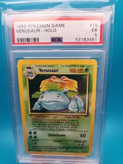 1999 Pokemon Game Venusaur-Holo Card 15 PSA 5 - Image 1