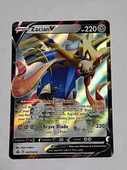 Zacian V SWSH018 Holographic Black Star Promo Pokemon TCG Near Mint - Image 1