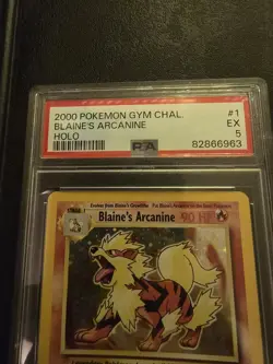 Pokemon Blaine's Arcanine Gym Challenge Unlimited Holo Rare PSA 5 - Image 2