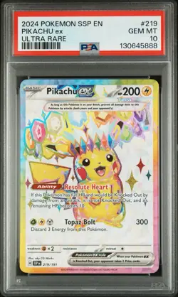 2024 Pokemon - Pikachu ex Full Art Surging Sparks 219/191 PSA 10 Gem Mint - Image 1