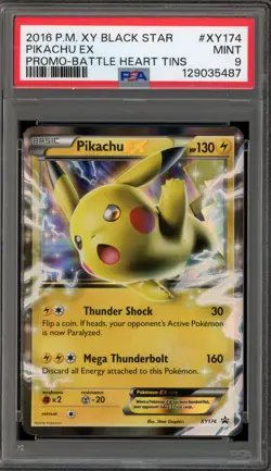 Pokemon Pikachu EX Battle Heart Tins Black Star Holo Promo XY174 PSA 9 Mint - Image 1