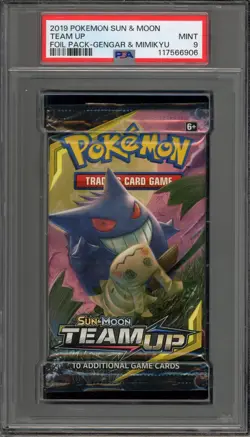 Pokemon Team Up Gengar & Mimikyu Art Authentic Sealed Booster Pack PSA 9 Mint - Image 1