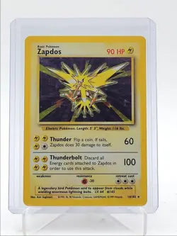 ZAPDOS 1999 POKEMON BASE SET HOLO RARE 16/102 Q3713 - Image 1