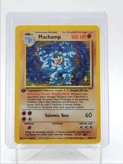 MACHAMP 1999 POKEMON BASE SET 1ST EDITION HOLO RARE 8/102 Q3713 - Image 1