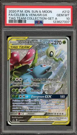 Pokemon Celebi & Venusaur GX Tag Team Coll. Set A INDONESIAN #212 PSA 10 - Image 1