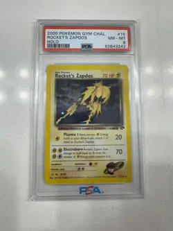 2000 POKEMON GYM CHALLENGE HOLO #15 ROCKET'S ZAPDOS PSA 8 - Image 1