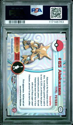 2000 TOPPS CHROME POKEMON T.V. #65 ALAKAZAM MINT PSA 9 - Image 2