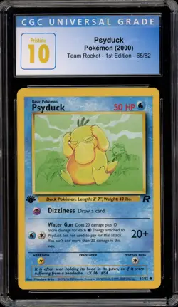 Pokemon Psyduck Team Rocket 1st Edition #65 CGC 10 Pristine - Image 1