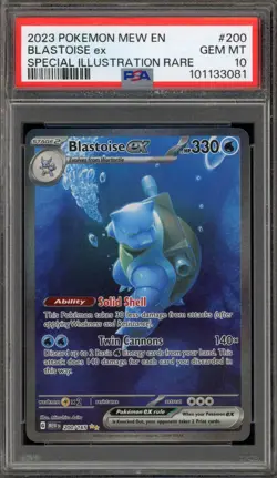 Pokemon Blastoise ex 151 MEW EN Special Illustration Rare #200 PSA 10 Gem Mint - Image 1