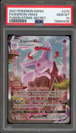 Pokemon Espeon VMAX Fusion Strike Secret Rare Full Alt Art #270 PSA 10 Gem Mint - Image 1