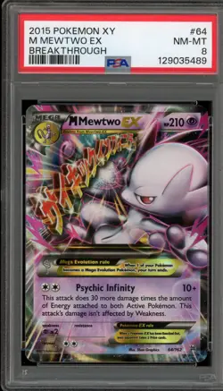 Pokemon M Mewtwo EX XY Breakthrough Holo Ultra Rare #64 PSA 8 - Image 1