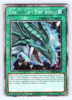 Yugioh The Eye of Timaeus RA04-EN192 Platinum Secret Rare - NM ?? - Image 1