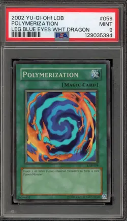 Yu-Gi-Oh! Polymerization Legend of Blue Eyes Unlimited Super Rare LOB-059 PSA 9 - Image 1