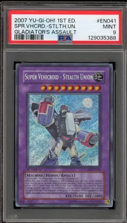 Yu-Gi-Oh! Super Vehicroid - Stealth Union Gladiator's 1st Ed GLAS-EN041 PSA 9 - Image 1