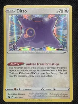 Pokemon TCG Crown Zenith Ditto Holo Rare Card 107/159 NM Condition - Image 1