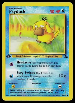 Pokemon Card - Psyduck Fossil 1st Edition 53/62 Common - Image 1