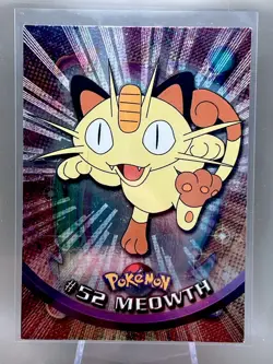 Meowth #52 Holo Foil Starburst Rare Pokemon 1999 Topps Card TV Animation - Image 1
