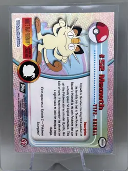 Meowth #52 Holo Foil Starburst Rare Pokemon 1999 Topps Card TV Animation - Image 2