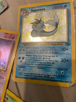 WELL LOVED 🥰 Pokemon holo vintage cards MewTwo 10 Vaporeon 12 base 1st edition - Image 3